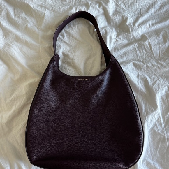 Love & Lore Large Hobo Shoulder Bag – Plum Burgundy Vegan Leathe - Picture 1 of 9